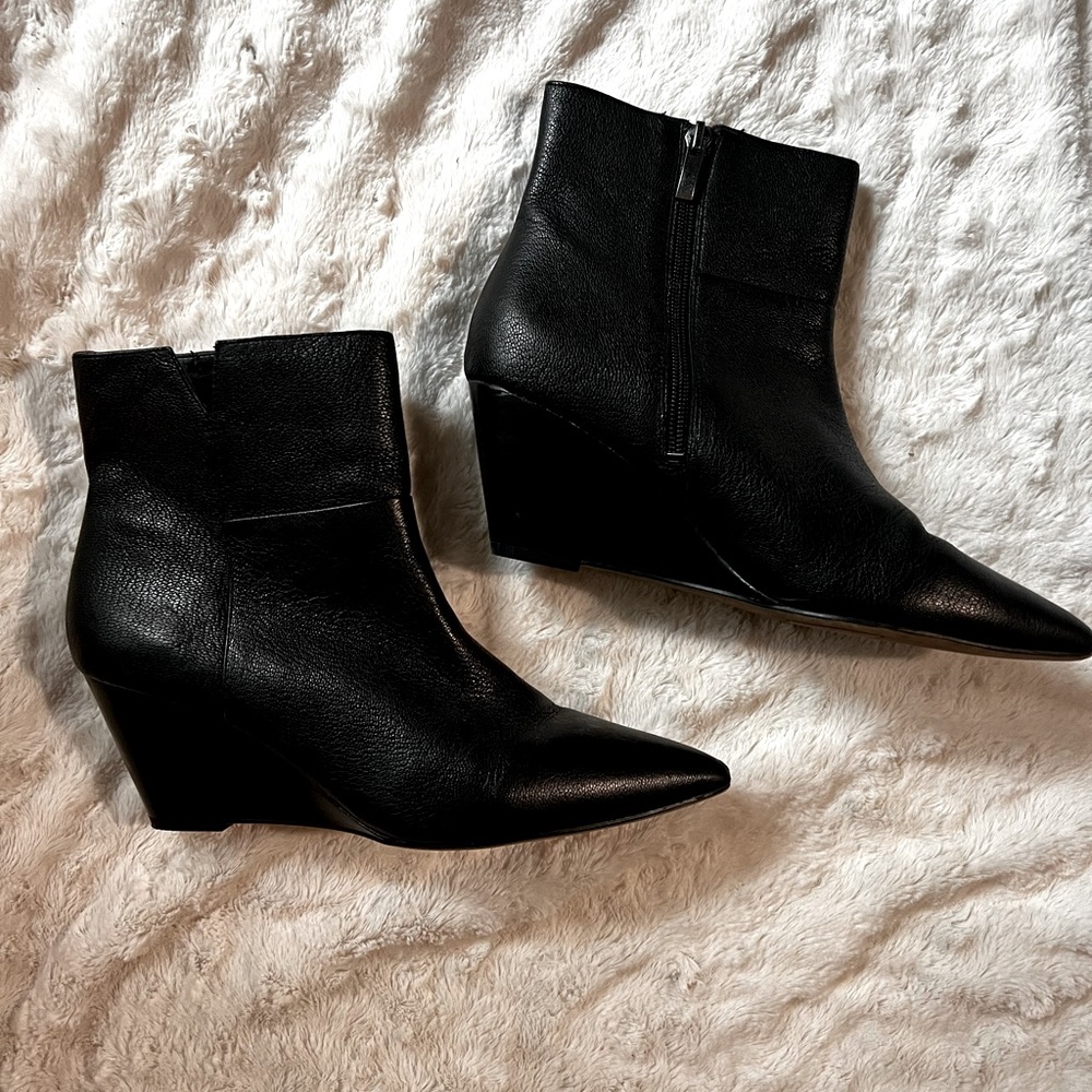 Black leather booties